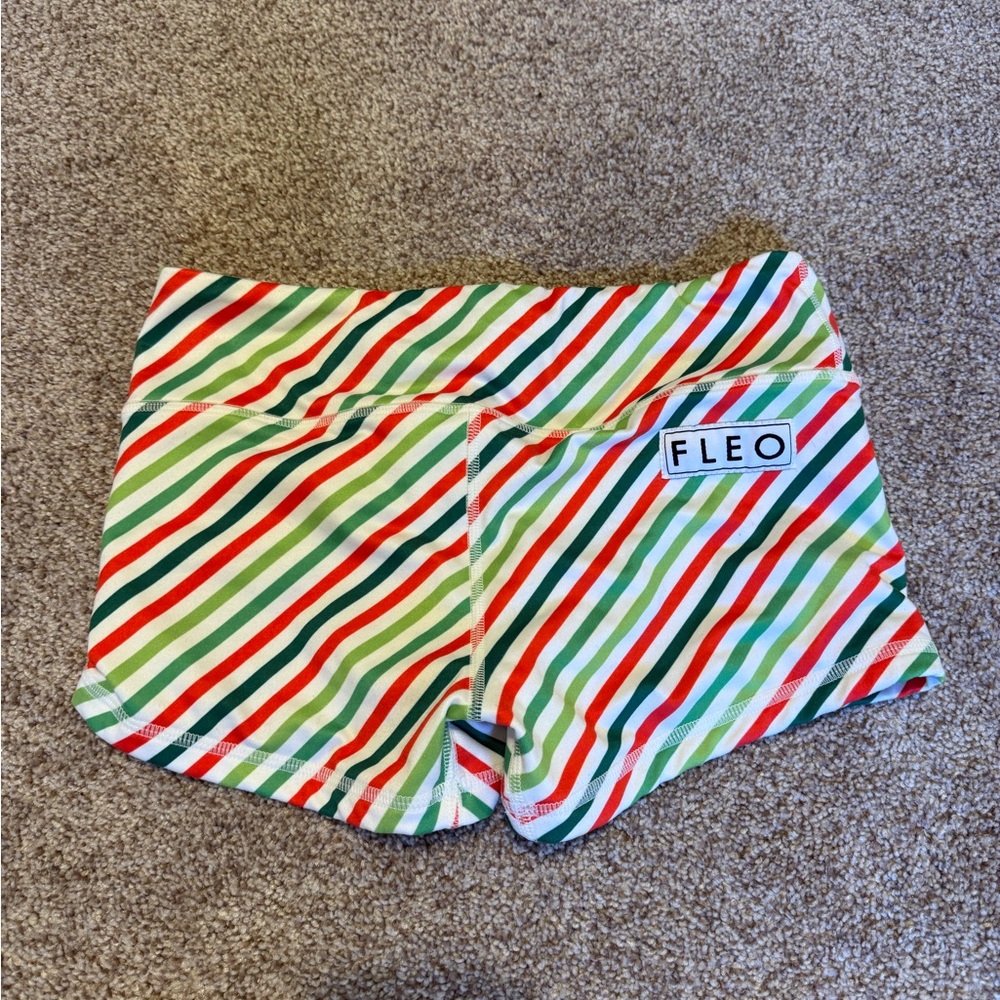 Fleo Striped Red, Green, and White Women's Shorts